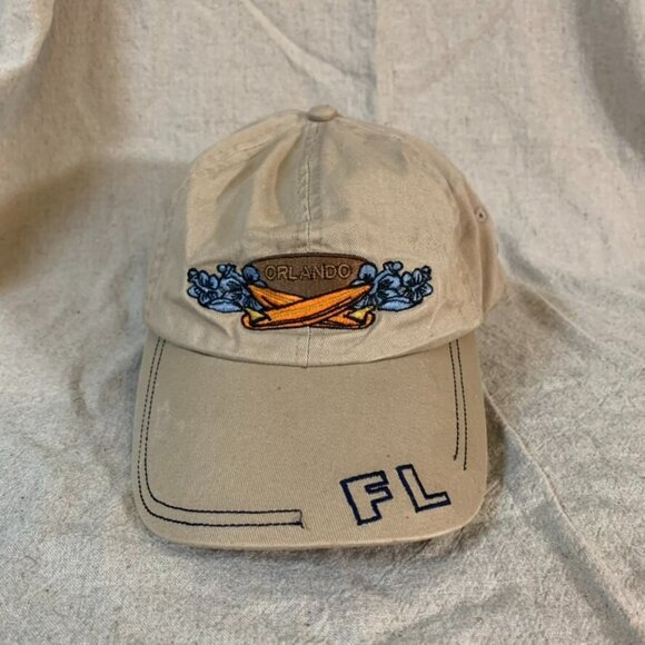 Orlando FL Hat Baseball Cap Beige Surf Board Patch 100% Cotton Adjustable - Picture 2 of 8